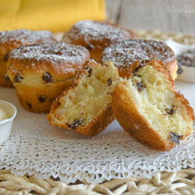 muffin pere e gocce di ciococlato senza burro