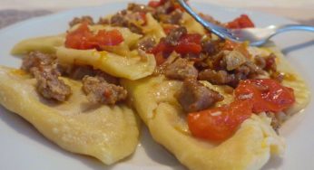 Ravioli di pasta fresca con zucca e gorgonzola