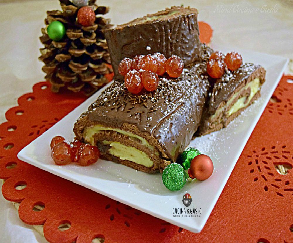 Tronchetto Di Natale Francese.Tronchetto Con Crema Pasticcera E Ganache Al Cioccolato