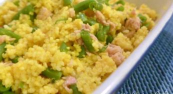 Cous cous con fagiolini e tonno aromatizzato alla curcuma e menta