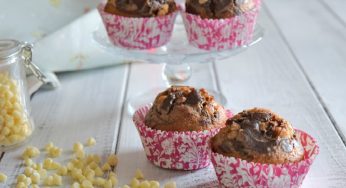 Muffin bicolore con gocce di cioccolato bianco – ricetta senza burro