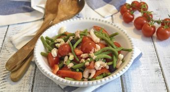 Insalata di fagiolini pomodorini e gamberetti