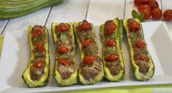 Zucchine ripiene di carne aromatizzate alla menta