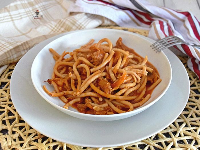 pici toscani con fungh finferli e salsiccia